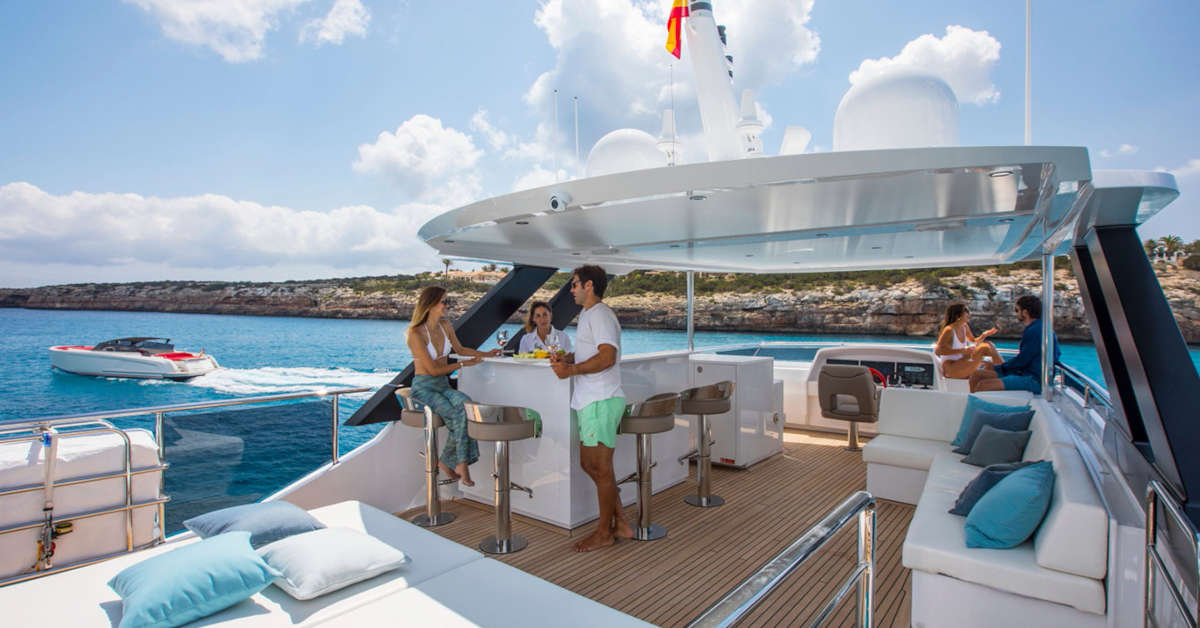 People enjoying a rental boat in Ibiza